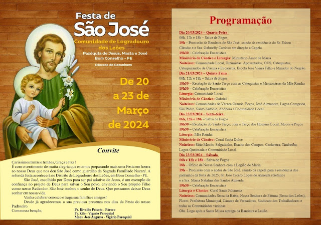  Festa de São José no distrito Logradouro dos Leões em Bom Conselho acontece nesta semana.
